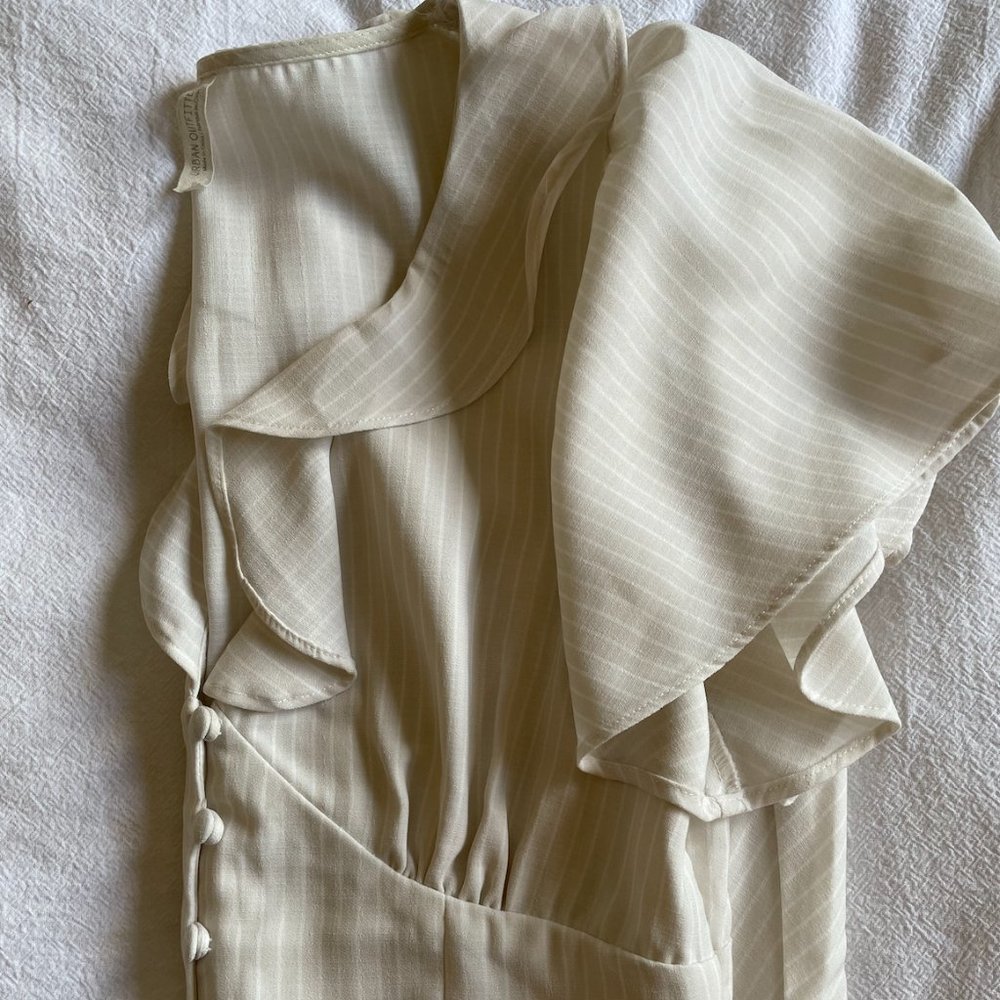 Urban Outfitters Cream Striped Button Up Dress